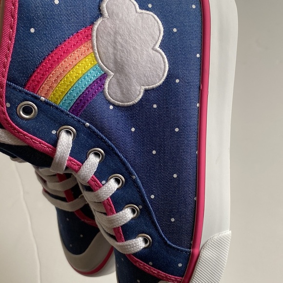 GYMBOREE Toddler Girls Hi-Top Sneakers Denim Blue/Rainbow Size 13 NWT - Picture 14 of 17